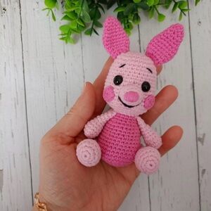 Looking for a 4” Pink Crochet Plush Piglet Stuffed Animal - Handcrafted Cute Toy